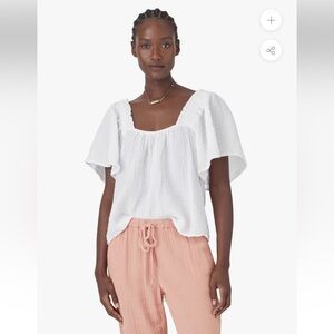 XiRENA Lou Top White Textured 100% Cotton Blouse